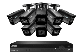 Lorex 4KHDIP168I-2 4K Surveillance System w/ N882A63B 3TB 4K 16 Channel NVR and 8 4K 8MP LNB9242B Audio Bullet Cameras Featuring Real-Time 30FPS Recording and Smart Motion Detection