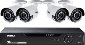 Lorex 4K HD 8 Channel Security System with 1TB DVR and 4 Ultra HD 4K Outdoor Bullet White Cameras, 135ft Night Vision, Lorex Cloud