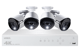 Lorex 4K Weatherproof Wired Indoor/Outdoor HD Security Camera, HD Active Deterrence w/Long Range Night Vision(4 Pack)-Includes 8 Channel 2TB DVR, Motion Activated Lights, and Remote-Triggered Sirens