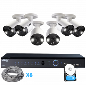 Lorex 4K Ultra HD IP NVR Security Camera System with Six 4K IP Cameras and 4K Ultra HD 8 Channel 2 TB HDD Network Video Recorder with Lorex Cirrus App (M. Refurbished)