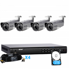 Flir Digimerge MPX Wired Home Security Camera System with Flir 4 Channel 2TB DVR and (4) HD 720p MPX WDR Camera, 2.8-12mm, Manual Zoom, 115ft Night Vision, Dahua DMSS (M. Refurbished)