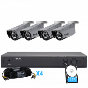 Flir Digimerge MPX Wired Home Security Camera System with Flir 4 Channel 1TB DVR and (4)  HD Fixed WDR Bullet MPX Camera, 3.6mm, 70ft Night Vision, Dahua DMSS (M. Refurbished)