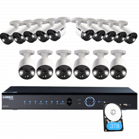 Lorex 4K Ultra HD IP NVR Security Camera System with Sixteen 4K IP Cameras and 4K Ultra HD 16 Channel 3 TB HDD Network Video Recorder with Lorex Cirrus App