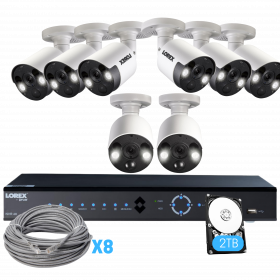 Lorex 4K Ultra HD IP NVR Security Camera System with Eight 4K IP Cameras and 4K Ultra HD 8 Channel 2 TB HDD Network Video Recorder with Lorex Cirrus App (M. Refurbished)