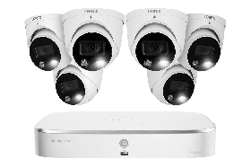 Lorex Fusion 4K 16-Channel (8 Wired + 8 Wi-Fi) 2TB NVR System with Dome Cameras Featuring Smart Deterrence and 2-Way Audio