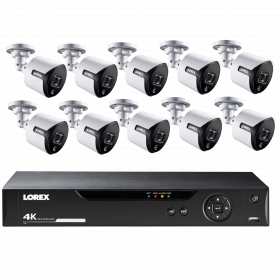 Lorex 4K Ultra HD 16 Channel 4TB HDD Security System with 10 Active Deterrence 4K (8MP) Outdoor Bullet Cameras, 135ft Night Vision, Color Night Vision, Lorex Cloud (M.Refurbished)