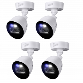 Lorex C884DA Indoor/Outdoor 4K Ultra HD Smart Deterrence CVI Wired Bullet Security Camera, Color Night Vision, Dual Warning LED Lights, Siren, 4PK