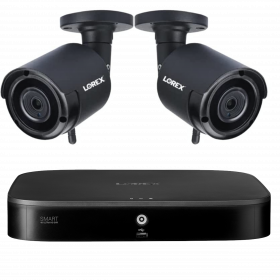 Lorex Indoor/Outdoor Wireless Analog Security Camera System, 2TB 8 Channel 4K Capable DVR with 2x 1080p Wireless Black Cameras (M. Refurbished)