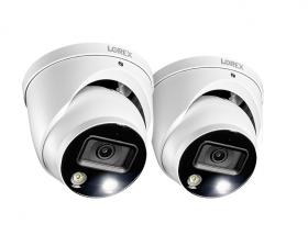 Lorex E892DD Indoor/Outdoor 4K Ultra HD Smart Deterrence IP Dome Camera with Smart Motion Plus, 150ft Night Vision, CNV, 2.8mm, F2.0, IP67, Audio, Camera Only, White, 2PK (M. Refurbished)