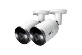 Lorex E892AB Indoor/Outdoor 4K Ultra HD Smart Deterrence IP Bullet Camera with Smart Motion Plus, 150ft Night Vision, CNV, 2.8mm, F2.0, IP67, Audio, Camera Only, 2PK (M. Refurbished)