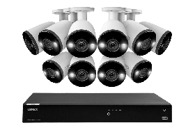 Lorex Fusion 4K (16 Camera Capable) 4TB Wired NVR System with Bullet Cameras Featuring Smart Deterrence and Two-Way Talk