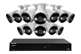 Lorex Fusion 4K (16 Camera Capable) 4TB Wired NVR System with Bullet Cameras Featuring Smart Deterrence and Two-Way Talk