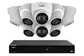 Lorex Fusion 4K (16 Camera Capable) 4TB Wired NVR System with IP Dome Cameras featuring Listen-In Audio