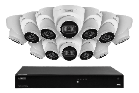 Lorex Fusion 4K (16 Camera Capable) 4TB Wired NVR System with IP Dome Cameras featuring Listen-In Audio