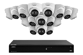 Lorex Fusion 4K (16 Camera Capable) 4TB Wired NVR System with IP Dome Cameras featuring Listen-In Audio