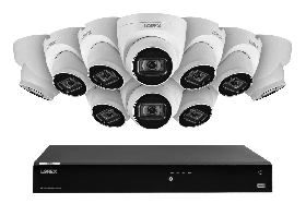 Lorex Fusion 4K (16 Camera Capable) 4TB Wired NVR System with IP Dome Cameras featuring Listen-In Audio