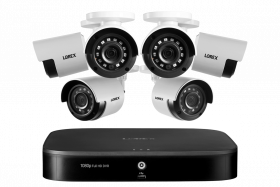 Lorex 1080p HD 8 Channel Security System with Six 1080p HD Outdoor Cameras, Advanced Motion Detection and Smart Home Voice Control, 130ft Night Vision (M.Refurbished)