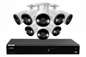Lorex 4K Security Camera System, Fusion 16-Channel 3TB NVR System with 8 Indoor/Outdoor Wired IP POE Metal Smart Deterrence Cameras (M. Refurbished)