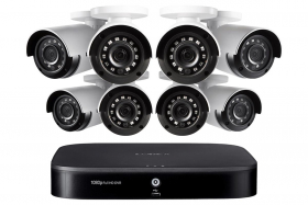 Lorex 1080p HD 8-Channel 1TB DVR Security System with Eight 1080p HD Weatherproof Bullet Security Camera,130ft Night Vision, and Advanced Motion Detection (M. Refurbished)