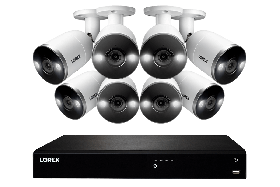 Lorex 4K Security Camera System, Fusion 16-Channel 3TB NVR with 8 Indoor/Outdoor Wired IP POE Metal Smart Deterrence Cameras, Motion Detection (M. Refurbished)