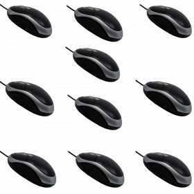 Chargio Corded Mouse, Ergonomic Mice, Wired USB Mouse for Computers and Laptops, for Right or Left Hand Use- Black (10PK)