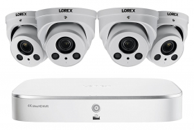 Lorex 4KHDIP822NWW 4K Nocturnal IP NVR System with Four 4K (8MP) Motorized Varifocal Zoom Lens Audio Dome Cameras