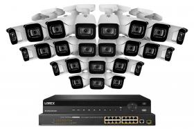 Lorex NC4K8-3224WB 32-Channel NVR System with Twenty-Four 4K (8MP) IP Cameras, 130ft Color Night Vision, 8TB HDD