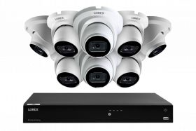 Lorex 4K 16-Camera Capable (Wired or Fusion Wi-Fi) 4TB Wired NVR System with IP Dome Cameras featuring Listen-In Audio