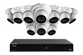 Lorex 4K 16-Camera Capable (Wired or Fusion Wi-Fi) 4TB Wired NVR System with IP Dome Cameras featuring Listen-In Audio