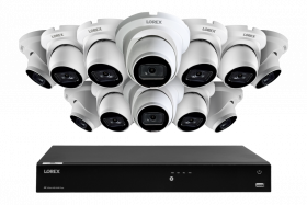 Lorex 4K 16-Camera Capable (Wired or Fusion Wi-Fi) 4TB Wired NVR System with IP Dome Cameras featuring Listen-In Audio
