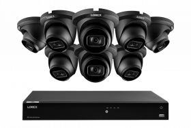 Lorex 4K 8MP 16-Camera Capable (Wired or Fusion Wi-Fi) 4TB PoE NVR System with 8 IP Dome Cameras - Color Night Vision, Smart Motion Detection (Person/Vehicle), IP67, Listen-in Audio (Black)