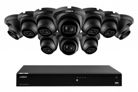 Lorex 4K 8MP 16-Camera Capable (Wired or Fusion Wi-Fi) 4TB PoE NVR System with 10 IP Dome Cameras - Color Night Vision, Smart Motion Detection (Person/Vehicle), IP67, Listen-in Audio (Black)