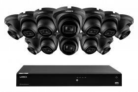 Lorex 4K 8MP 16-Camera Capable (Wired or Fusion Wi-Fi) 4TB PoE NVR System with 12 IP Dome Cameras - Color Night Vision, Smart Motion Detection (Person/Vehicle), IP67, Listen-in Audio (Black)