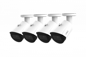 Lorex 4K IP Wired Bullet Security Camera with Listen-In Audio and Smart Motion Detection, 4 Pack