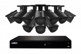 Lorex 4K 8MP 16-Camera Capable (Wired or Fusion Wi-Fi) 4TB PoE NVR System w/ 10 Metal Bullet IP Cameras - Color Night Vision, Smart Motion Detection (Person/Vehicle), IP67, Listen-in Audio (Black)