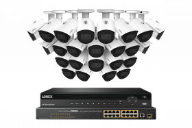 Lorex 4K 8MP (32 Camera Capable) 8TB Wired PoE NVR System with 24 IP Indoor/Outdoor Metal Bullet Cameras - Color Night Vision, Smart Motion Detection (Person/Vehicle), IP67, Listen-in Audio (White)