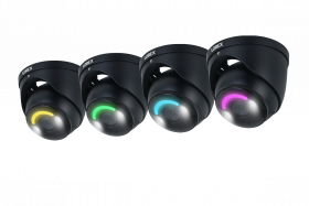 Lorex 4K 8MP IP Wired Metal Dome Outdoor/Indoor Security Camera - Smart Security Lighting, Smart Motion Detection, Siren, Color Night Vision Booster, 2-Way Talk, IP67 Weatherproof (4-Pack/Black)