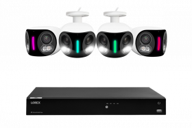 Lorex Fusion 4K 8MP 16 Camera Capable (Wired or Fusion Wi-FI) 2TB NVR System w/ 4 IP Dual Lens Cameras -Smart Security Lighting, Motion Detection, 180° Panoramic View, Color Night Vision, 2-Way Talk