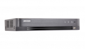 Hikvision DS-7204HQI-K1/P 4 Channel Turbo HD Analog Tribrid DVR,  Auto-Detect, H.265+/H.265, HDMI, Alarm I/O, No Front Panel Control, Power over Coax, Supports HD-TVI and Analog Cameras,  No HDD (USED)