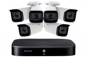 Lorex MPX84VW 4K Ultra HD Home Surveillance System with 6 Motorized Varifocal 4x Optical Zoom Lens Security Cameras
