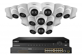 Lorex NC4K8-3216WD 32 Channel 8TB 4K Fusion NVR System with Sixteen 4K (8MP) IP Dome Cameras with Listen-In Audio, 16-Channel PoE Switch, 130ft Night Vision, Color Night Vision