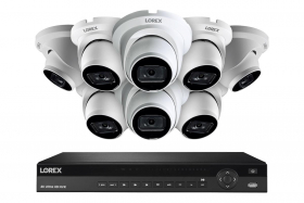 Lorex 4KHDIP168IW-2 4K Nocturnal IP System with 16 Channel 3TB NVR and Eight 4K Smart Detection Audio IP Security Dome Cameras, 150ft Night Vision
