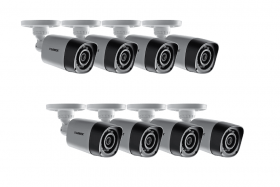 Lorex LBV1521B Indoor/Outdoor Analog MPX 720p HD Security Bullet Camera, 3.6mm, 130ft Night Vision, IP66, Works with LHV2000, LHV1000, LHV0000 Series DVRs, White (8 Pack)