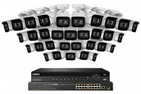 Lorex NC4K8-3232WB 32-Channel NVR System with Thirty-Two 4K (8MP) IP Cameras, 130ft Color Night Vision, 8TB HDD