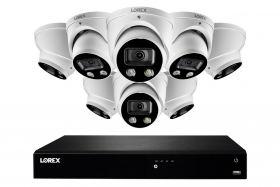Lorex 4KSDAI168D-2 16-Channel 3TB 4K Fusion NVR System with 8 Smart Deterrence Dome IP Security Cameras with Smart Motion Detection Plus, 150ft Night Vision, CNV, Audio