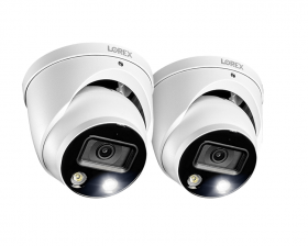 Lorex E892DD Indoor/Outdoor 4K Ultra HD Smart Deterrence IP Dome Camera with Smart Motion Plus, 150ft Night Vision, CNV, 2.8mm, F2.0, IP67, Audio, Works with N842, N862B Series, White,(2 cameras)