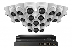 Lorex NC4K8-3224WD 32 Channel 8TB 4K Fusion NVR System with Twenty-Four 4K (8MP) IP Dome Cameras with Listen-In Audio, 16-Channel PoE Switch, 130ft Night Vision, Color Night Vision