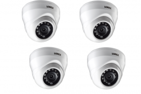 Lorex LAE221 Indoor/Outdoor 1080p HD Analog MPX Security Dome Camera, 3.6mm, 130ft IR Night Vision, Works with Lorex MPX DVR, Camera Only, White (4-Pack)