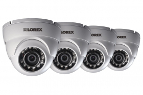 Lorex LEV1522B 720p HD Analog Security Dome Camera, 3.6mm,130ft IR Night Vision, Works with DV800/900,LHV0000/1000/2000/5100,D241/441, White (4 Pack)
