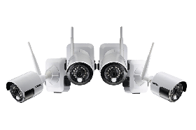 Lorex LWB3824, LWB3801 Wire-Free Security Bullet Camera, 1080p HD, 40ft IR Night Vision, Motion Detection, White,(4 Cameras),(M.Refurbished)